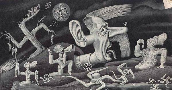 Disegno di Boris Artzybasheff apparso su Life, raffigurante gli incubi di Hitler