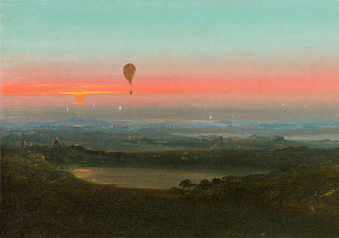 Ippolito Caffi, Ascensione in mongolfiera nella campagna romana (1847)