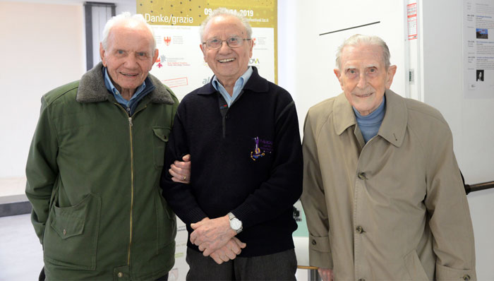 Da sinistra Carlo Cocco, Antonio Brigo e Gino Perini: amici da 70 anni e soci da sempre del DLF di Bolzano