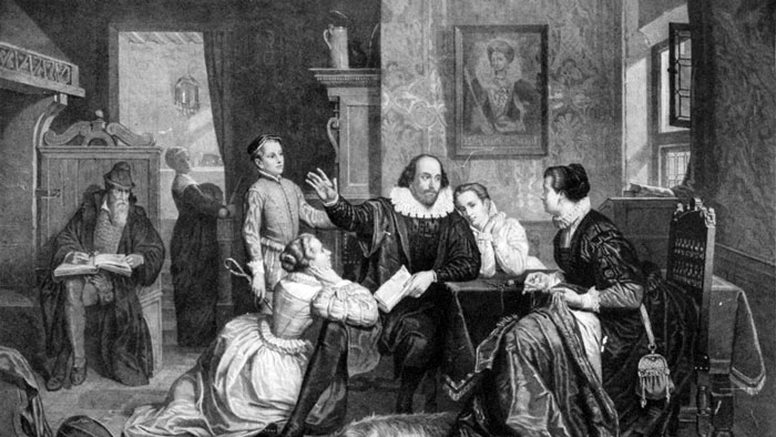 La famiglia di Shakespeare in un'illustrazione del 1890