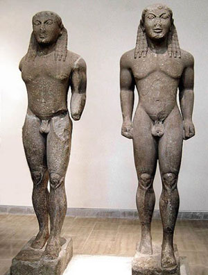 I Kouros, Kleobis e Biton, 600-580 a.C. Marmo, h 216 cm. Delfi, Museo Archeologico