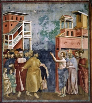 San Francesco rinuncia ai beni terreni o Rinuncia agli averi è la quinta delle ventotto scene del ciclo di affreschi delle Storie di san Francesco della Basilica superiore di Assisi, attribuiti a Giotto. Fu dipinta verosimilmente tra il 1295 e il 1299