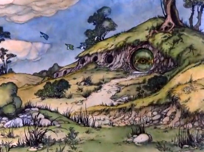 Lo Hobbit, 1977, speciale televisivo musicale animato creato da Rankin/Bass, uno studio noto per gli speciali natalizi, e animato da Topcraft