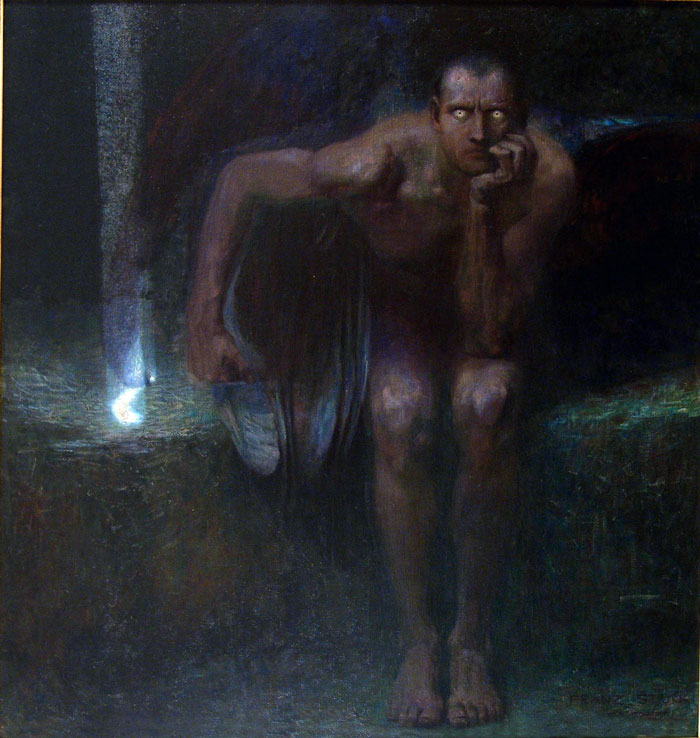 Franz von Stuck (Tettenweis, 1863 - Monaco di Baviera, 1928), Lucifero, 1891, olio su tela, 161 x 152 cm. Sofia, National Gallery