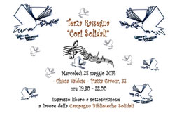 III rassegna “Cori solidali”, A Roma, mercoledì 28 maggio 2014, dalle ore 19.30 alle ore 22, nella chiesa Valdese di Piazza Cavour