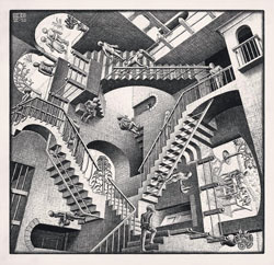 Escher, Relatività, 1953, litografia