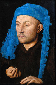 Jan van Eyck, Ritratto d'uomo con copricapo azzurro, 1429