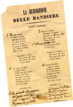 Manoscritto originale dell'Inno d'Italia di Goffredo Mameli