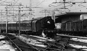Treno a vapore nella stazione di Udine, 16 settembre 1990