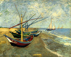 Vincent van Gogh, Barche da pesca sulla spiaggia di Saintes Maries de la mer, 1888